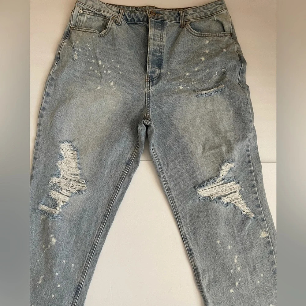 No Boundaries Jeans Denim Pants sz Juniors 17 distressed high waisted button fly